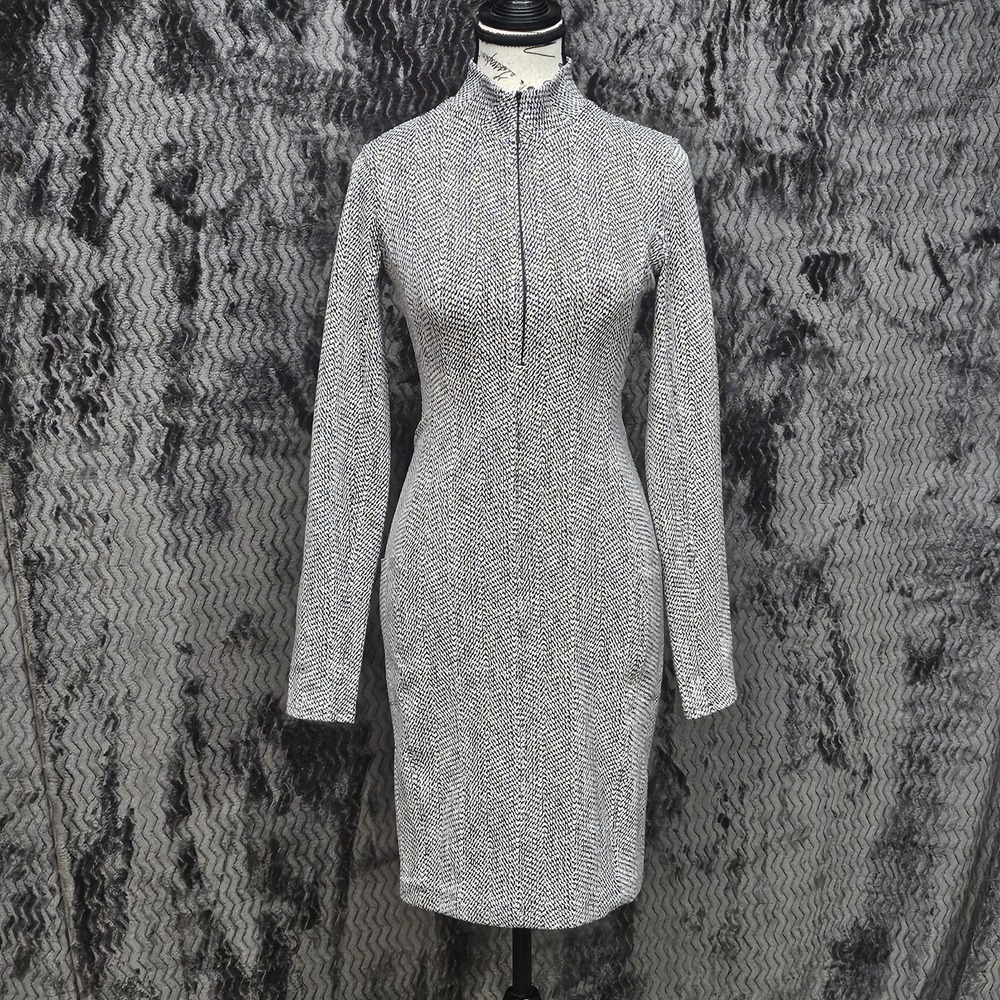 Athleta Delancey Braiden Textured Dress Womens XS Gray Knit Zip Athleisure Prep